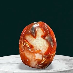 Deep Red Carnelian with Quartz Freeform